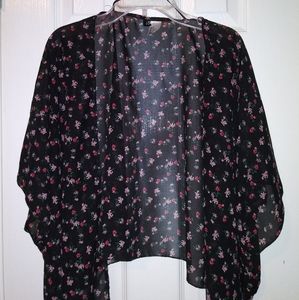 Black with colorful flowers cover up